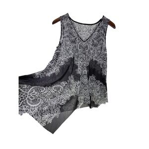 I.N.C. Woman's Handkerchief Tank Top Size M Black Whimsigoth Sheer Dark Romantic